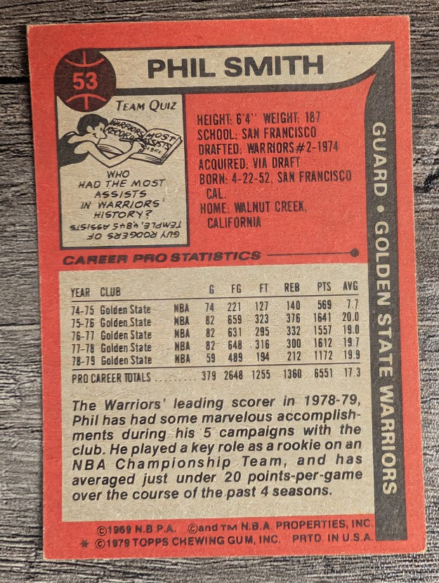 1979-80 Topps #53 Phil Smith (EX)