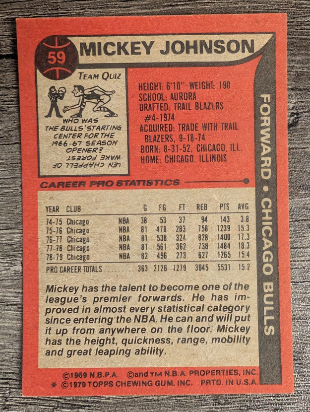 1979-80 Topps #59 Mickey Johnson (EXMT)