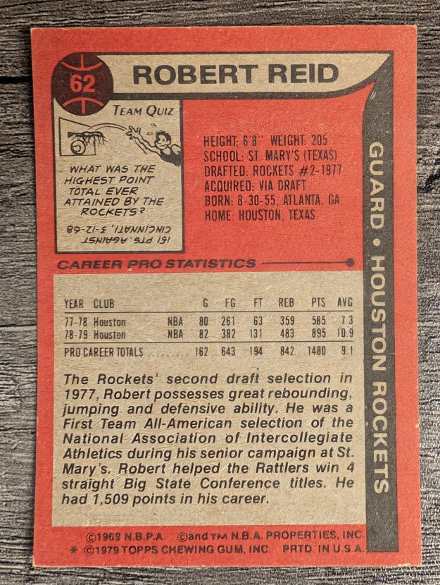 1979-80 Topps #62 Robert Reid RC (VGEX)