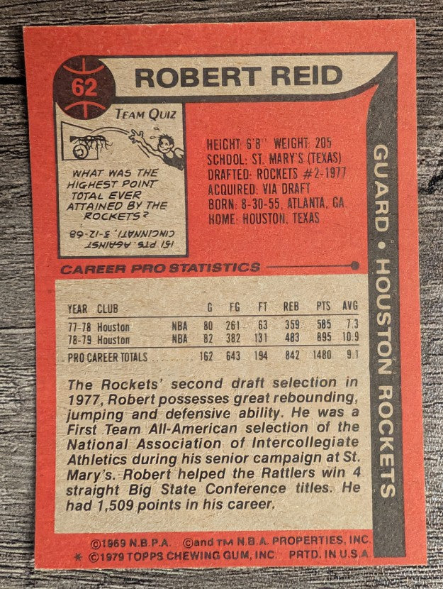 1979-80 Topps #62 Robert Reid RC (EXMT)