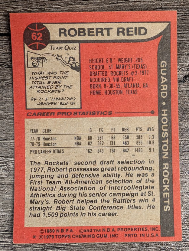 1979-80 Topps #62 Robert Reid RC (NM)