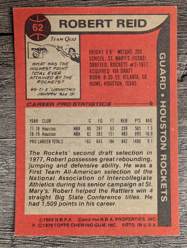1979-80 Topps #62 Robert Reid RC (EXMT)