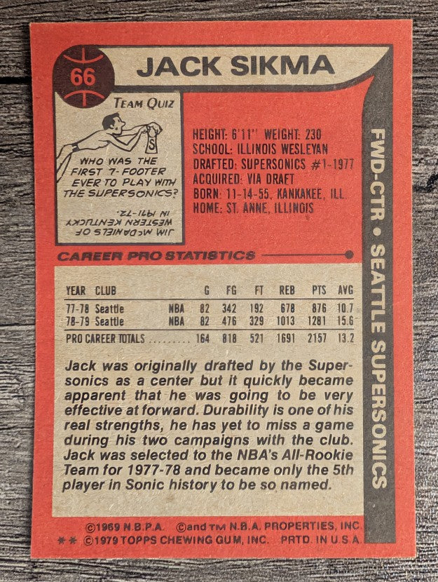1979-80 Topps #66 Jack Sikma (NM)