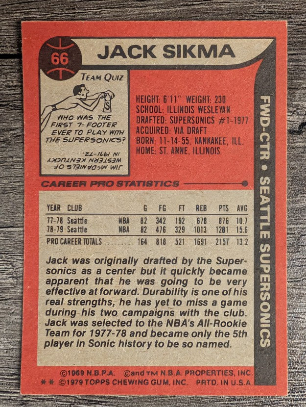 1979-80 Topps #66 Jack Sikma (GOOD)