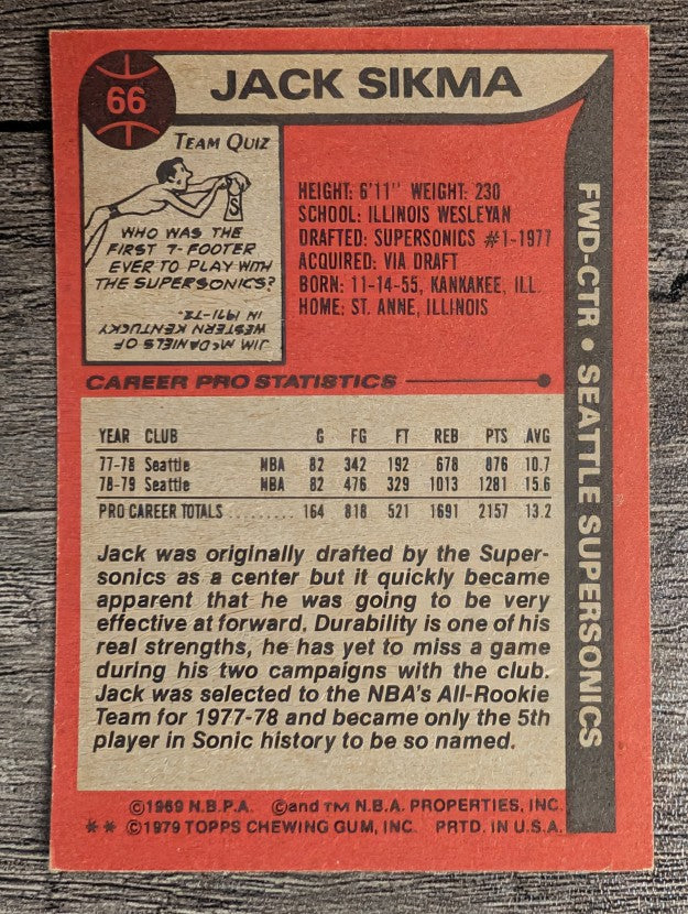 1979-80 Topps #66 Jack Sikma (VGEX)