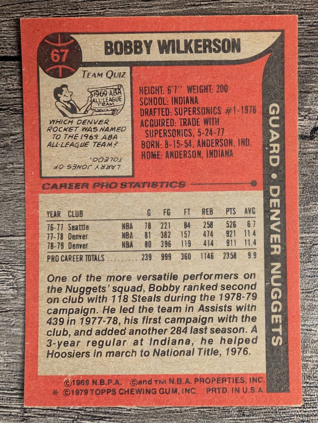 1979-80 Topps #67 Bobby Wilkerson (EX)