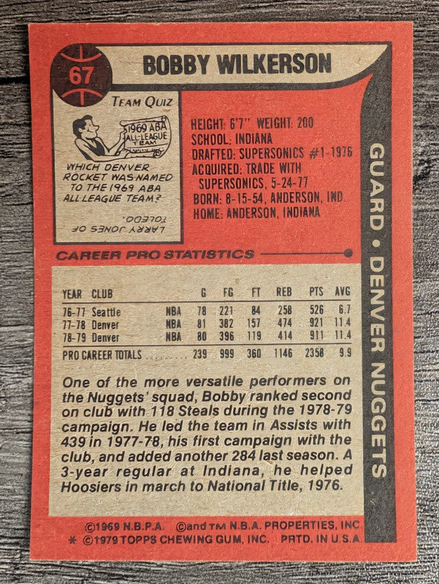 1979-80 Topps #67 Bobby Wilkerson (EX)