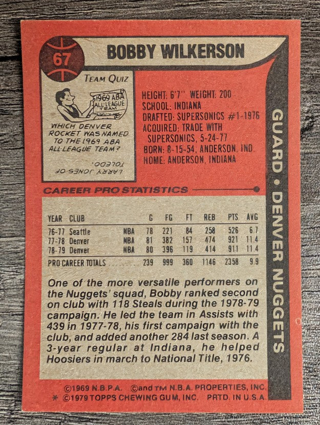 1979-80 Topps #67 Bobby Wilkerson (EX)