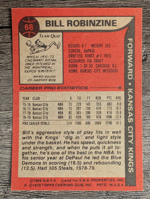 1979-80 Topps #68 Bill Robinzine (EXMT)