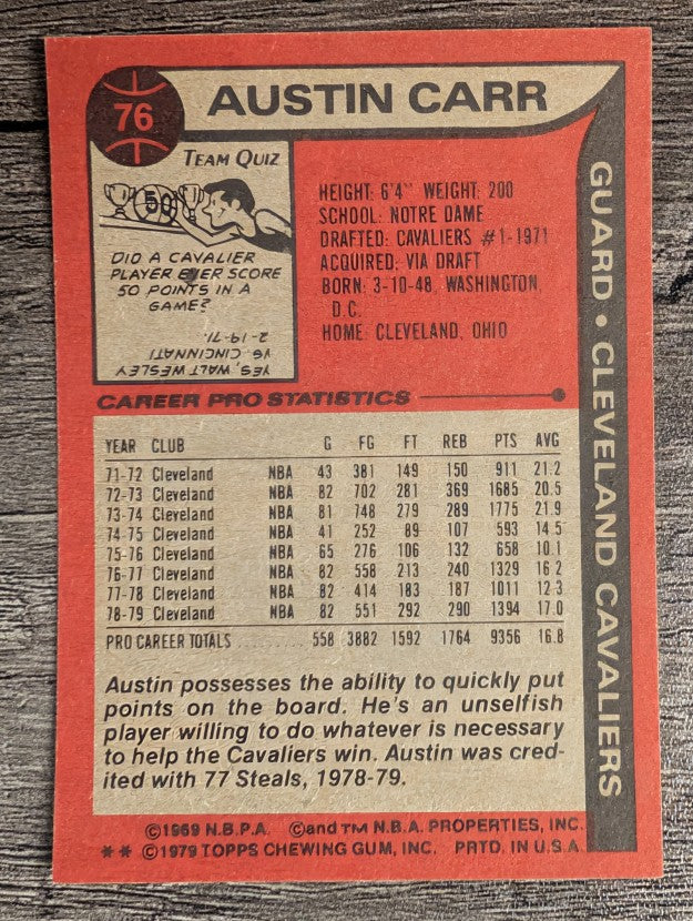 1979-80 Topps #76 Austin Carr (EXMT)