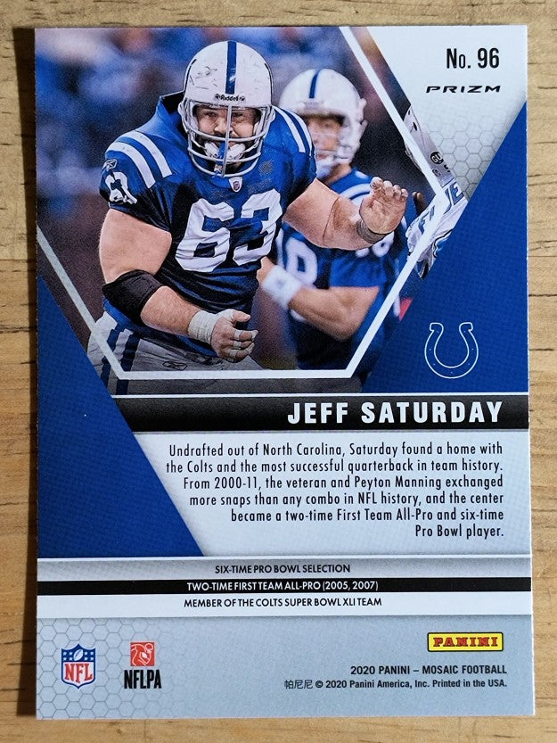 2020 Panini Mosaic Mosaic Reactive Orange #96 Jeff Saturday