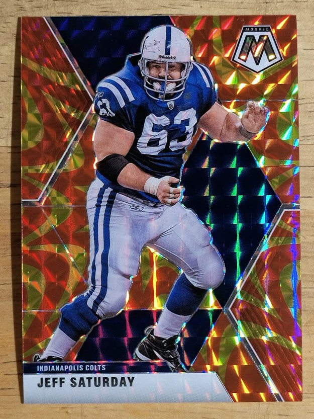 2020 Panini Mosaic Mosaic Reactive Orange #96 Jeff Saturday