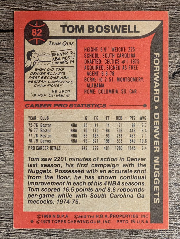 1979-80 Topps #82 Tom Boswell (VGEX)