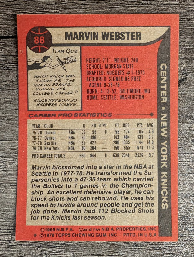 1979-80 Topps #88 Marvin Webster (EXMT)