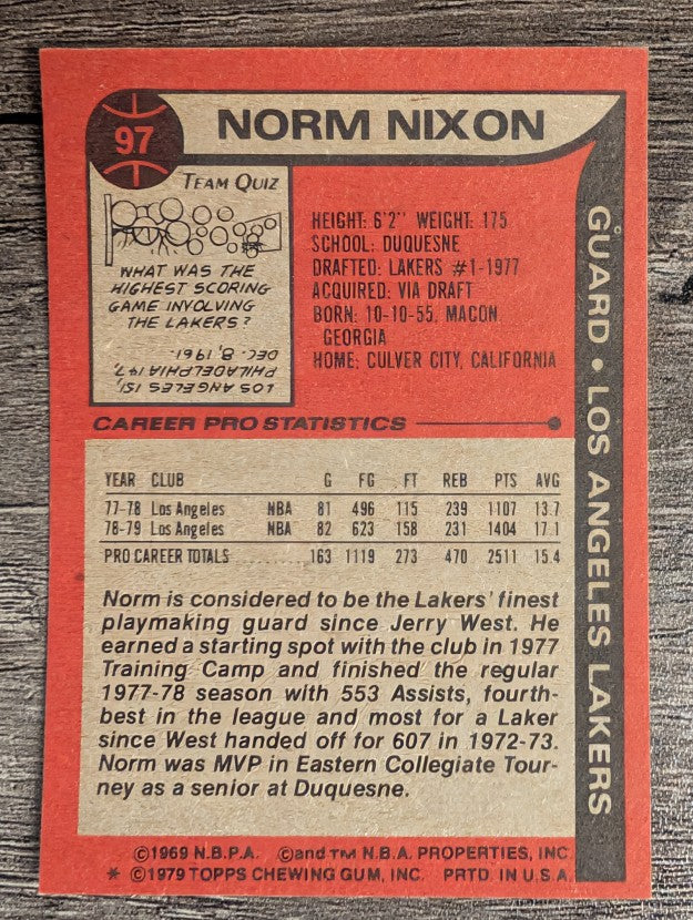 1979-80 Topps #97 Norm Nixon (EXMT)