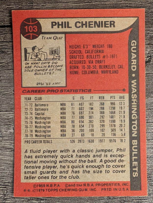1979-80 Topps #103 Phil Chenier (EXMT)
