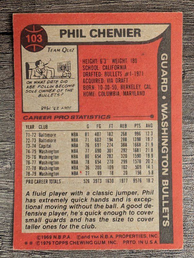 1979-80 Topps #103 Phil Chenier (EX)