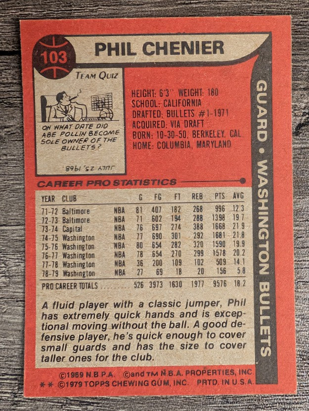 1979-80 Topps #103 Phil Chenier (NM)