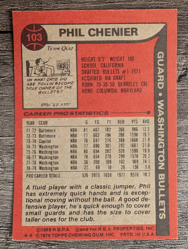 1979-80 Topps #103 Phil Chenier (EX)