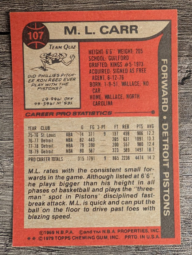 1979-80 Topps #107 M.L. Carr (EXMT)