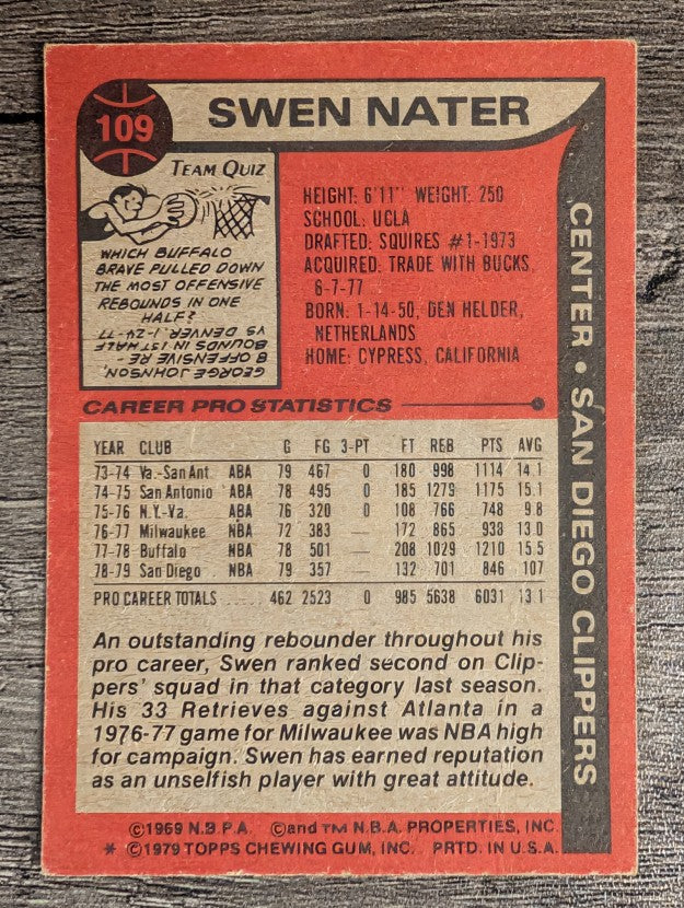 1979-80 Topps #109 Swen Nater (GOOD)