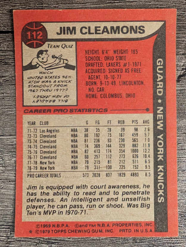 1979-80 Topps #112 Jim Cleamons (VG)