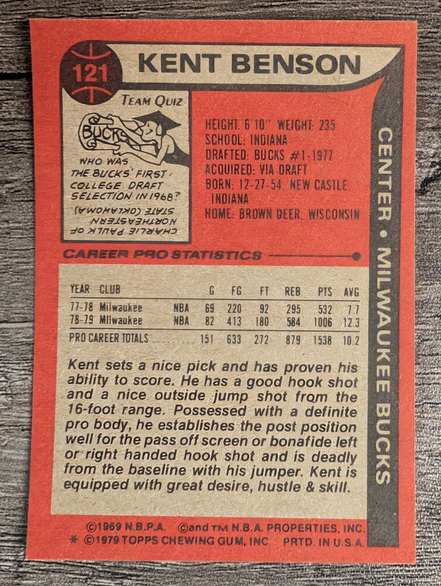 1979-80 Topps #121 Kent Benson RC (NM)