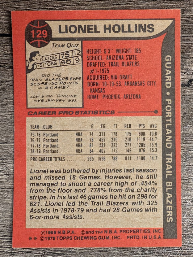1979-80 Topps #129 Lionel Hollins (EXMT)