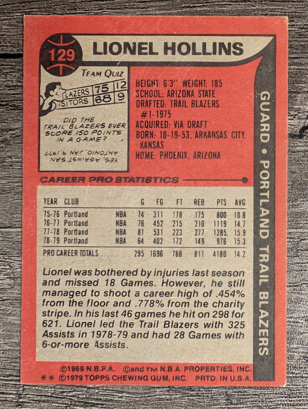 1979-80 Topps #129 Lionel Hollins (EX)