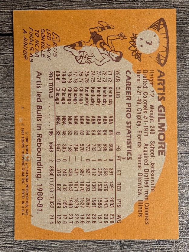 1981-82 Topps #7 Artis Gilmore (EXMT)