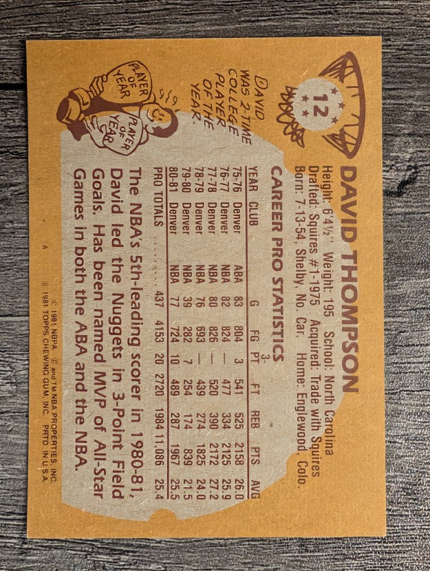 1981-82 Topps #12 David Thompson