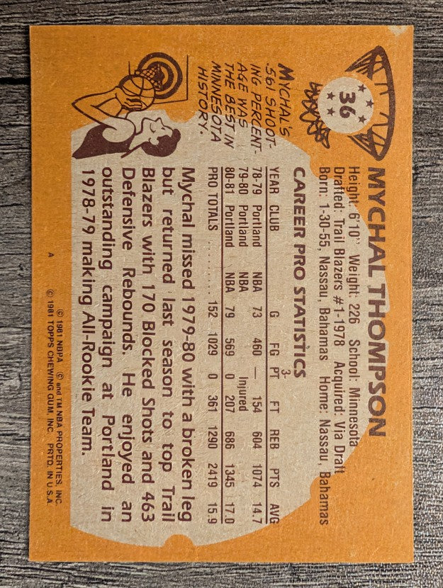 1981-82 Topps #36 Mychal Thompson