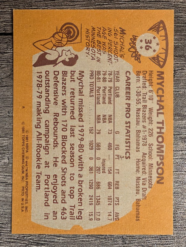1981-82 Topps #36 Mychal Thompson