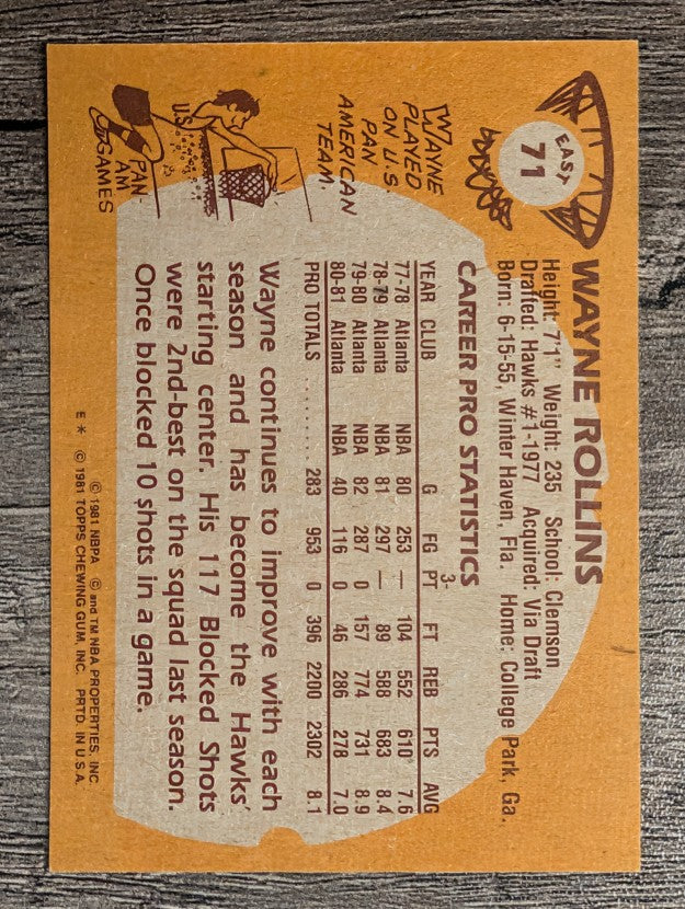 1981-82 Topps #E71 Tree Rollins