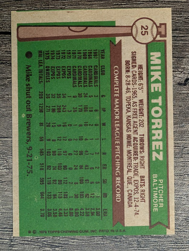 1976 Topps #25 Mike Torrez (EXMT)