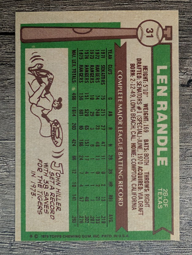 1976 Topps #31 Len Randle (EXMT)