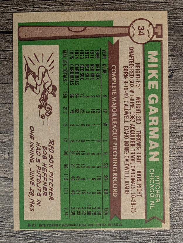 1976 Topps #34 Mike Garman (NM)
