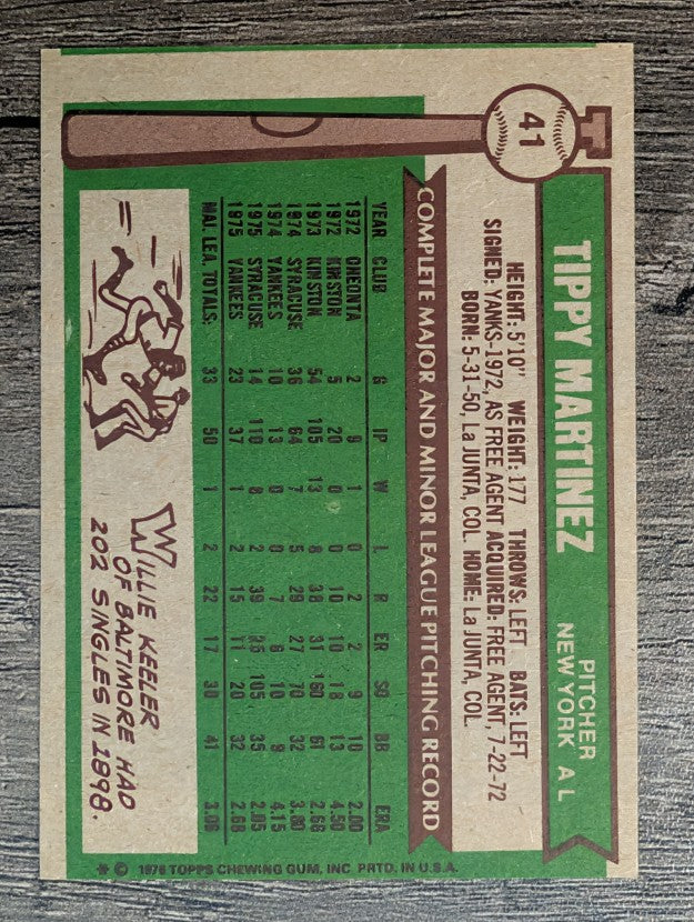 1976 Topps #41 Tippy Martinez RC (EXMT)
