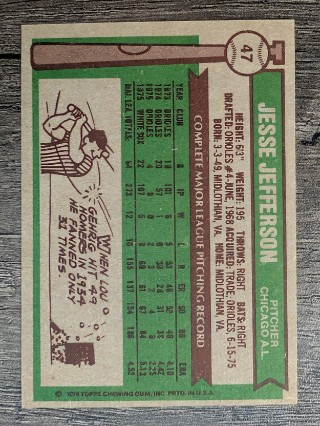 1976 Topps #47 Jesse Jefferson (EXMT)