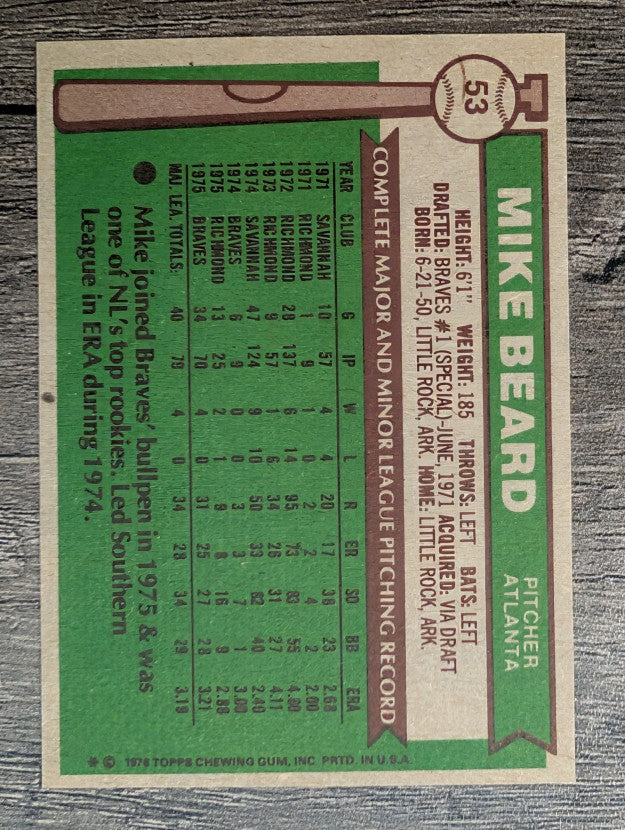 1976 Topps #53 Mike Beard RC (NMMT)
