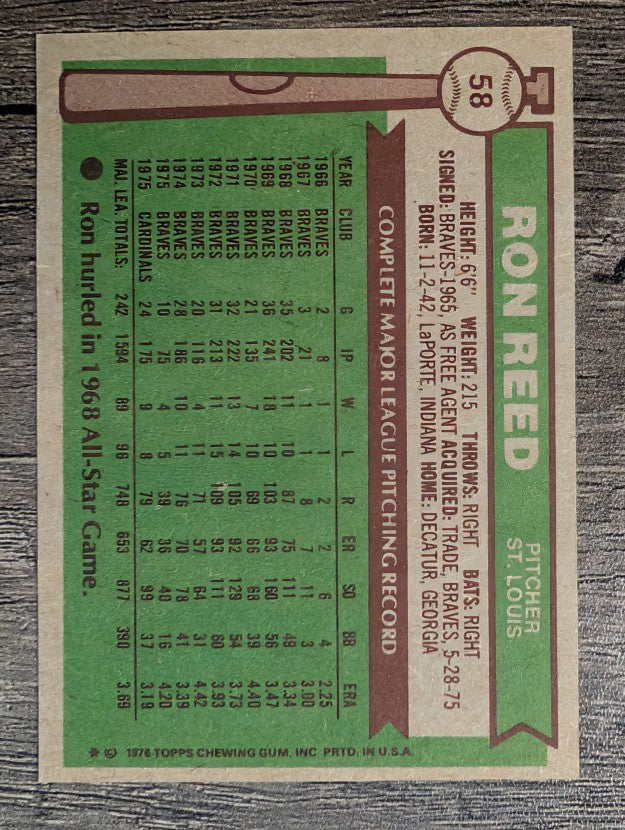 1976 Topps #58 Ron Reed (NM)