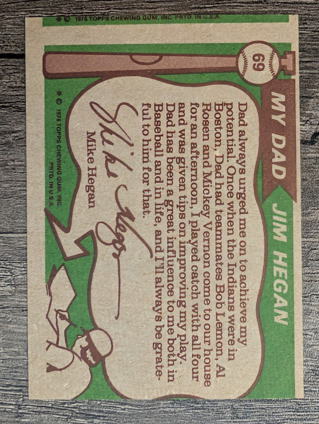1976 Topps #69 Jim Hegan FS/Mike Hegan (VGEX)