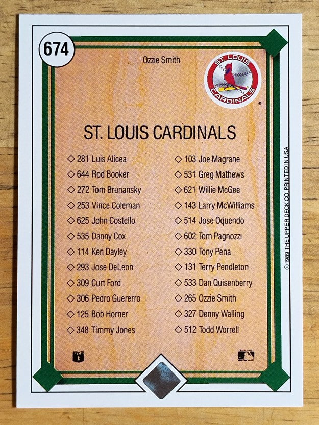 1989 Upper Deck #674 Ozzie Smith TC