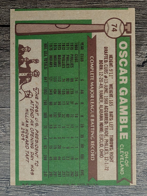 1976 Topps #74 Oscar Gamble (EX)