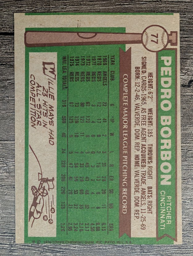 1976 Topps #77 Pedro Borbon (EX)