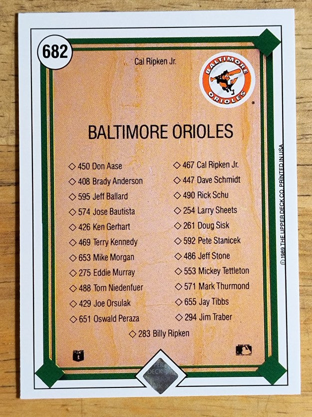 1989 Upper Deck #682 Cal Ripken TC