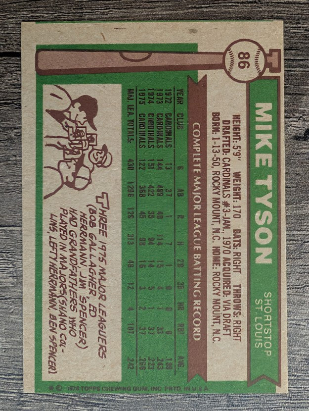 1976 Topps #86 Mike Tyson (EX)