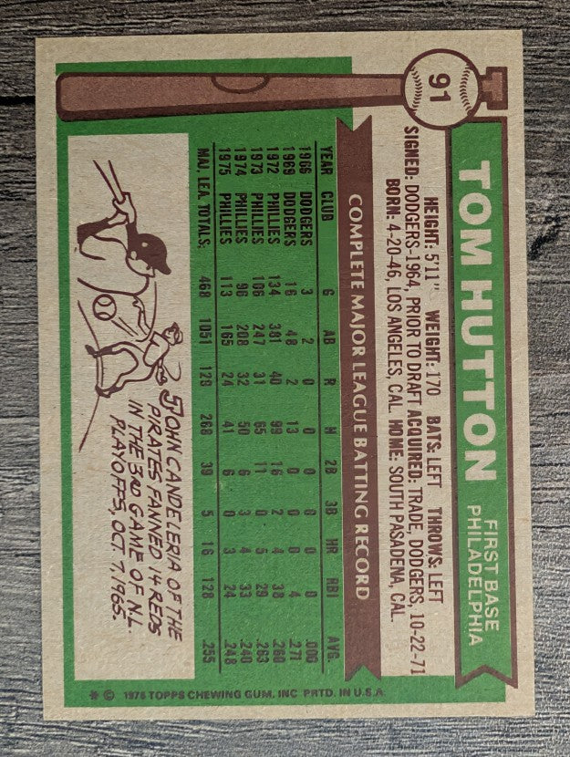 1976 Topps #91 Tom Hutton (NMMT)