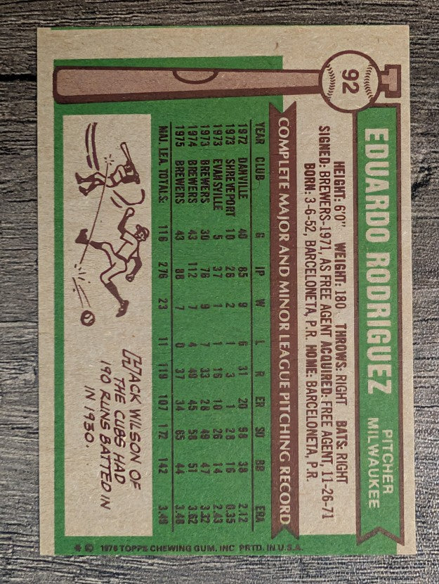 1976 Topps #92 Eduardo Rodriguez (EXMT)