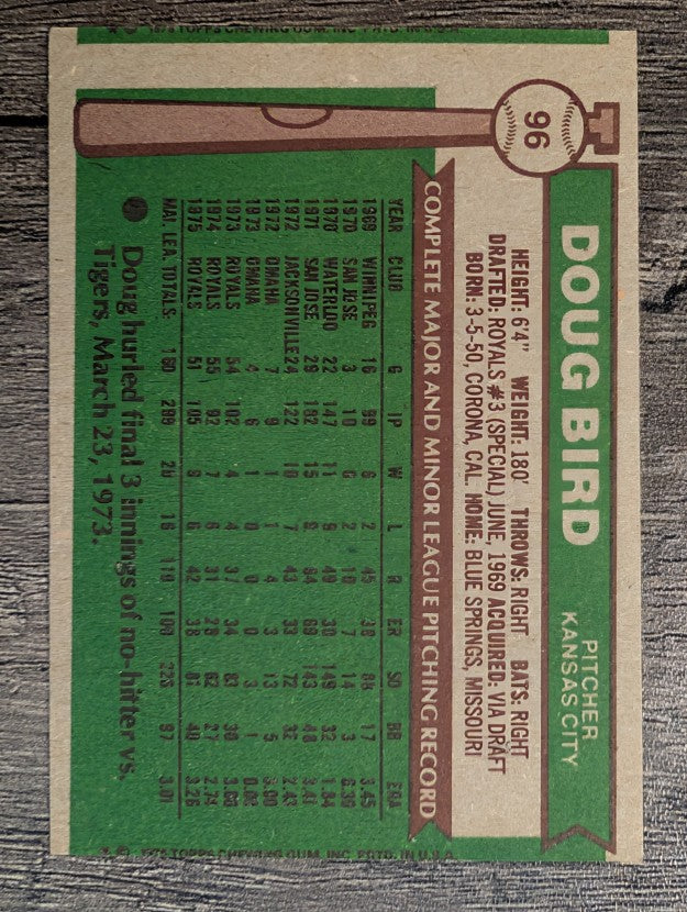 1976 Topps #96 Doug Bird (EX)